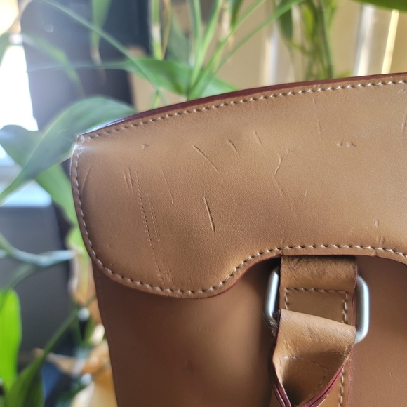 Lodis Audrey Leather Briefcase Shoulder bag Tan with red - Picture 10 of 16